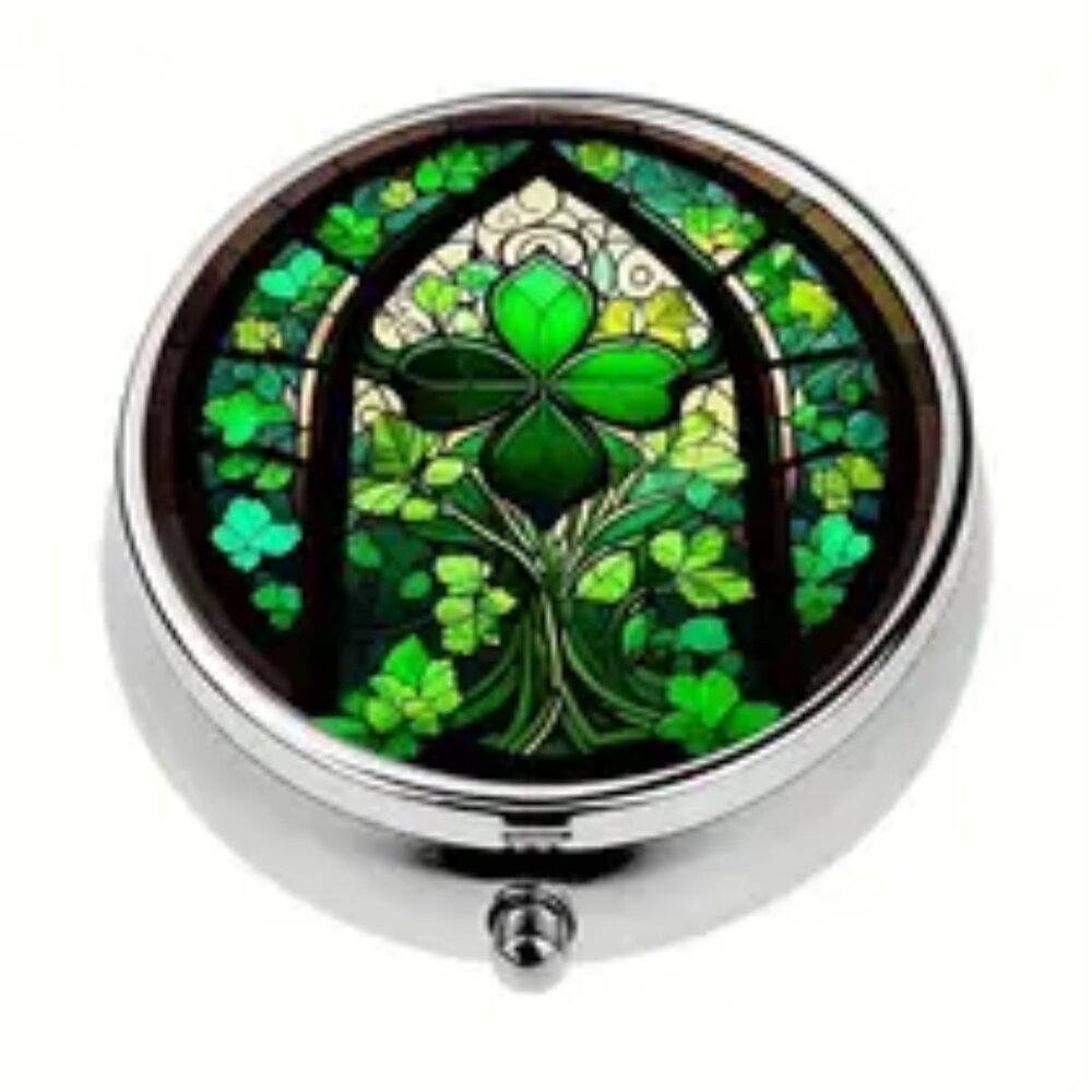 Green Clover St Patrick's Pill Box